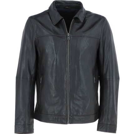 Mens Safari Style Leather Jacket Dark Brown