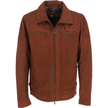 Mens Nubuck Leather Jacket Rust