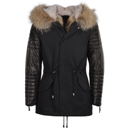 Hooded Racoon Tipped Fur Parka