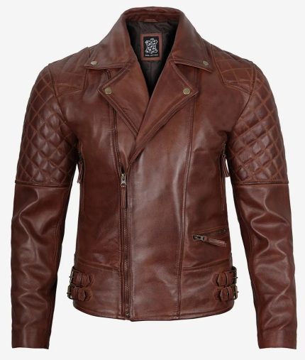 Rolf Brown Asymmetrical Leather Jacket