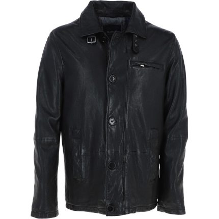 Trapper Mens Nappa Leather Jacket Black